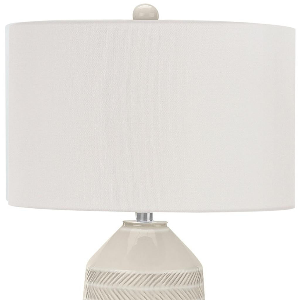 Ivory Geometric Table Lamp w/ Shade