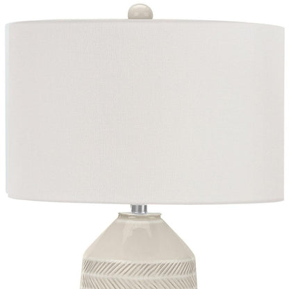 Ivory Geometric Table Lamp w/ Shade