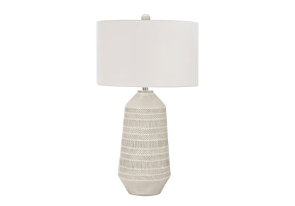 Ivory Geometric Table Lamp w/ Shade