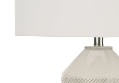 Ivory Geometric Table Lamp w/ Shade