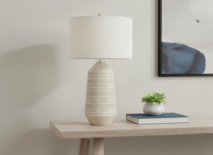 Ivory Geometric Table Lamp w/ Shade