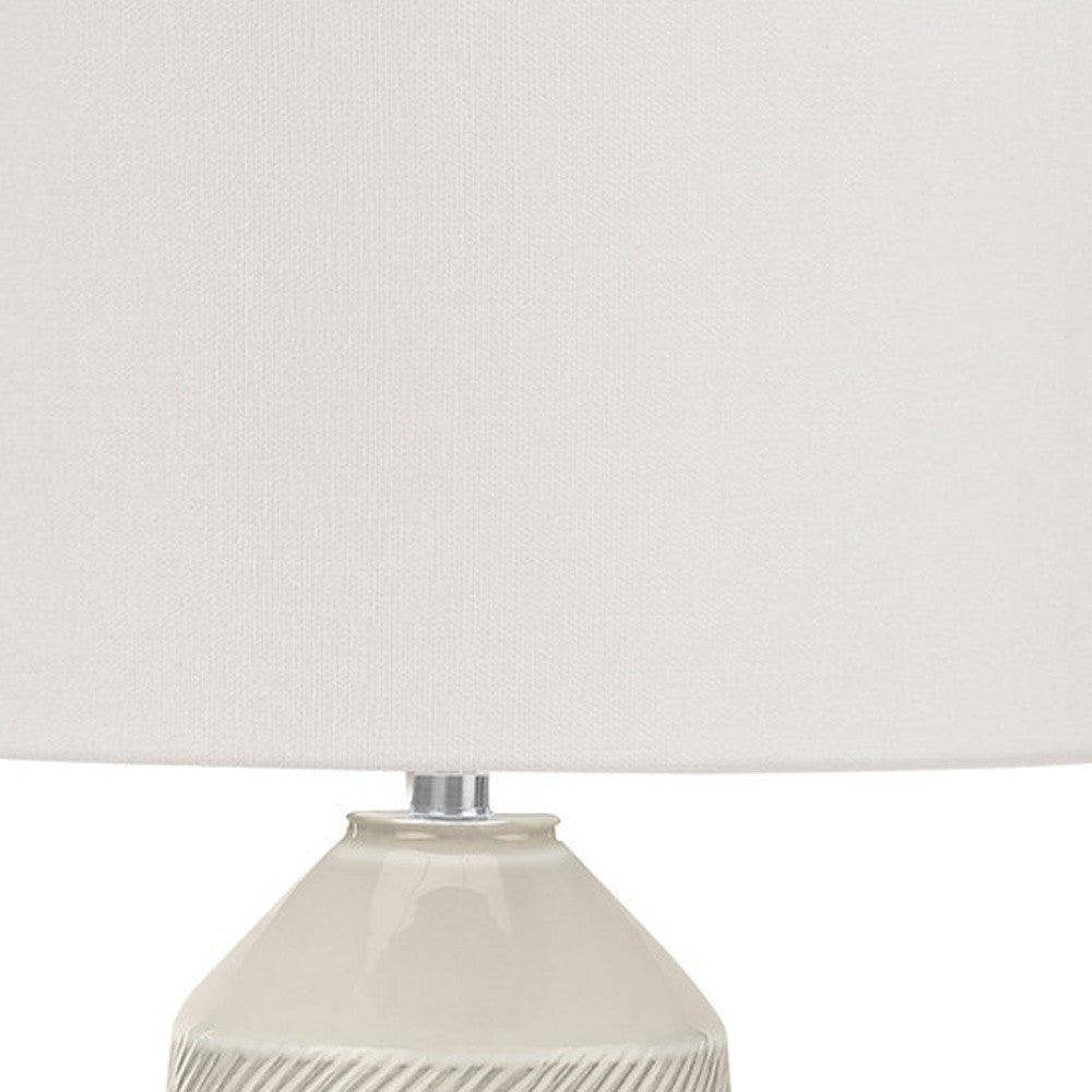 Ivory Geometric Table Lamp w/ Shade