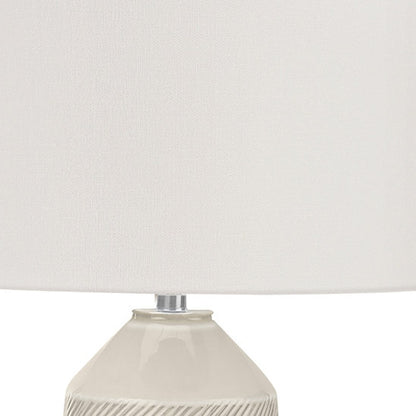Ivory Geometric Table Lamp w/ Shade