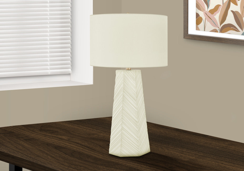 White Geometric Table Lamp w/ Shade