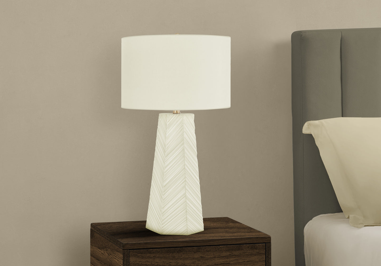 White Geometric Table Lamp w/ Shade