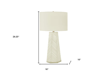 White Geometric Table Lamp w/ Shade