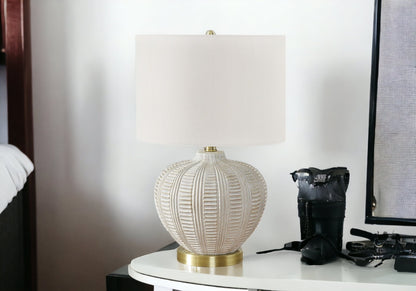 Gold & White Urn Table Lamp w/ Shade