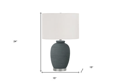 Blue & Silver Table Lamp w/ Shade