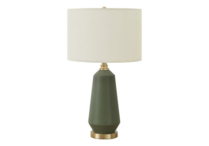 Green Geometric Table Lamp w/ Shade