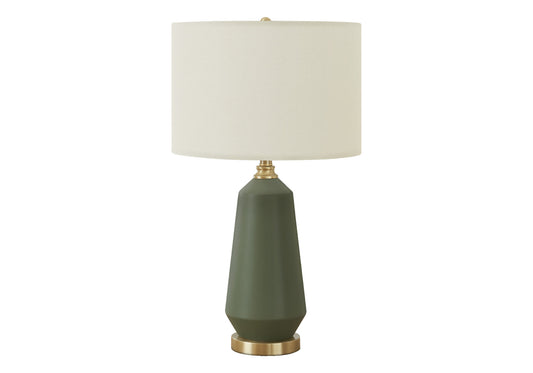 Green Geometric Table Lamp w/ Shade