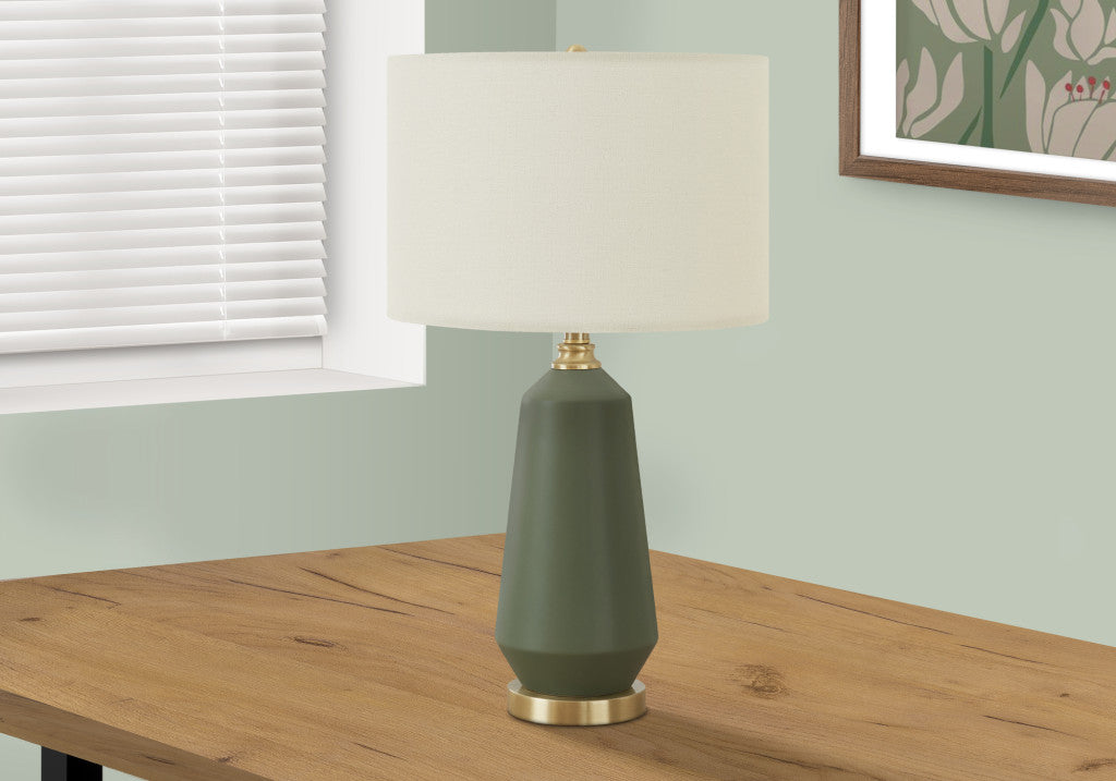 Green Geometric Table Lamp w/ Shade