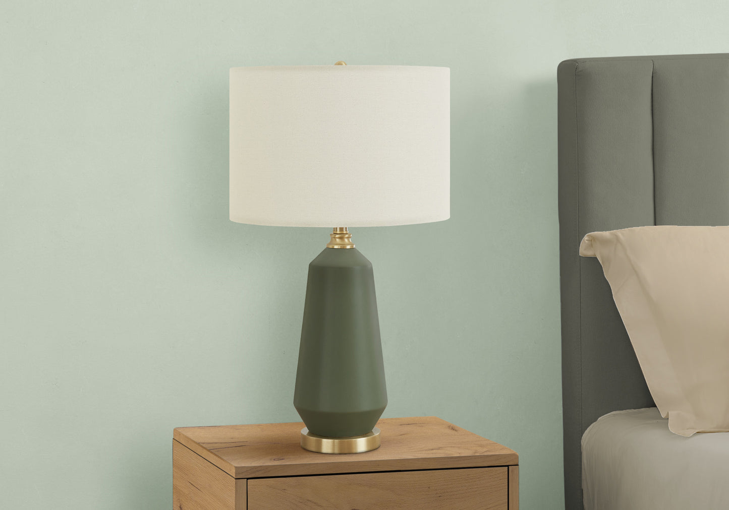 Green Geometric Table Lamp w/ Shade
