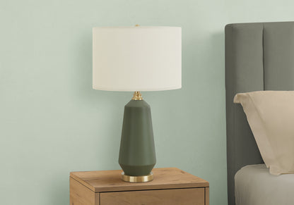 Green Geometric Table Lamp w/ Shade