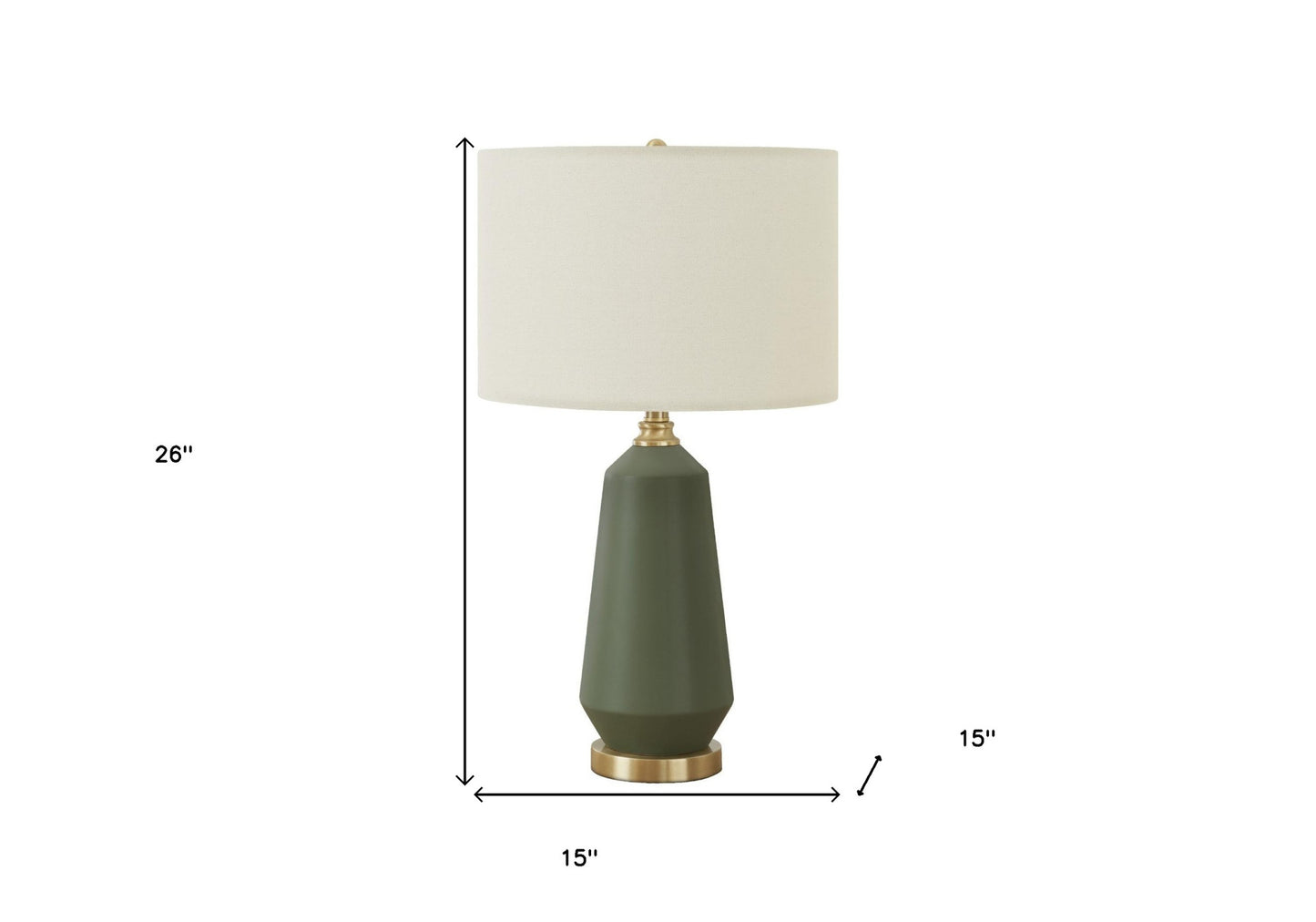 Green Geometric Table Lamp w/ Shade