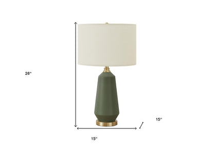 Green Geometric Table Lamp w/ Shade