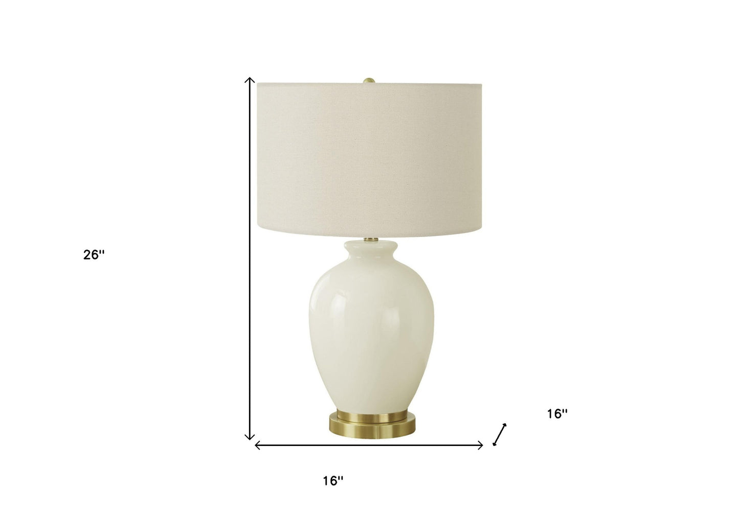 Gold & Ivory Urn Table Lamp w/ Shade