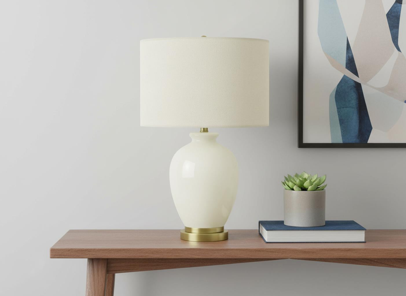 Gold & Ivory Urn Table Lamp w/ Shade