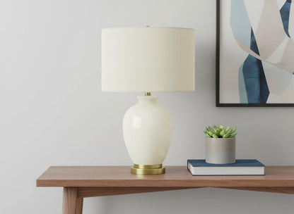Gold & Ivory Urn Table Lamp w/ Shade