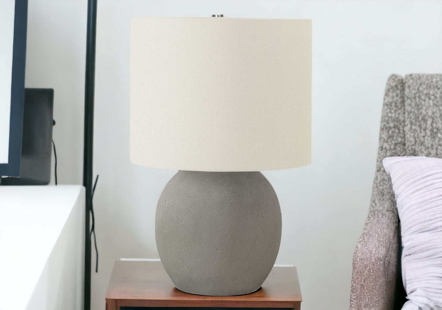 Gray Concrete Table Lamp w/ Shade