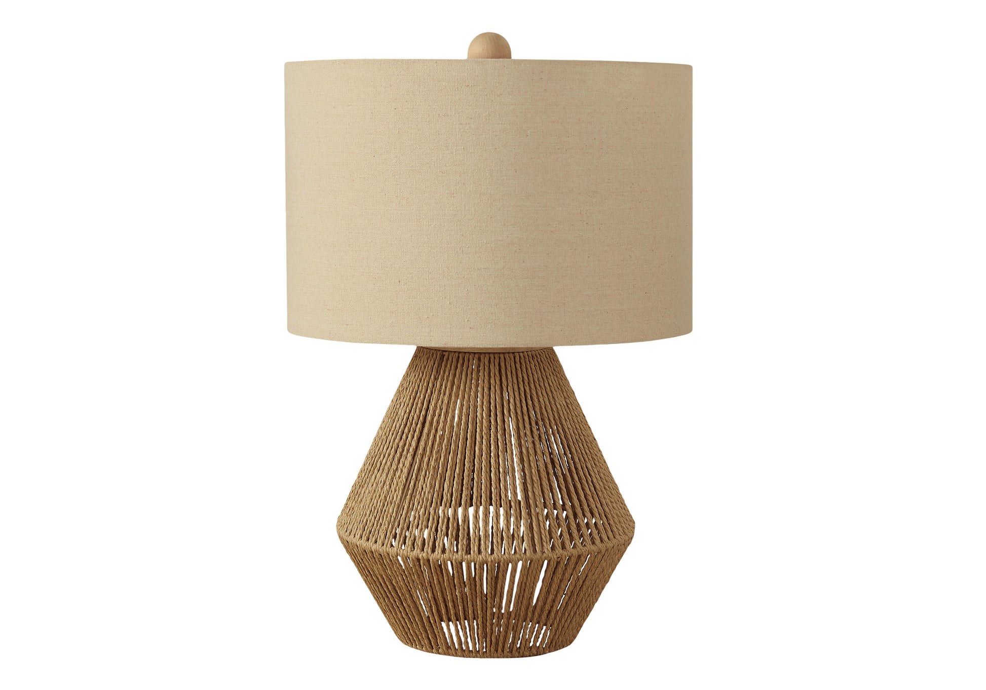 Brown Rattan Geometric Table Lamp w/ Shade