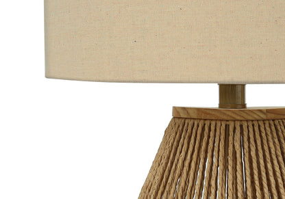 Brown Rattan Geometric Table Lamp w/ Shade