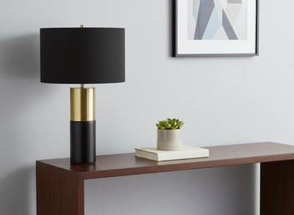 Black & Gold Concrete Table Lamp w/ Shade