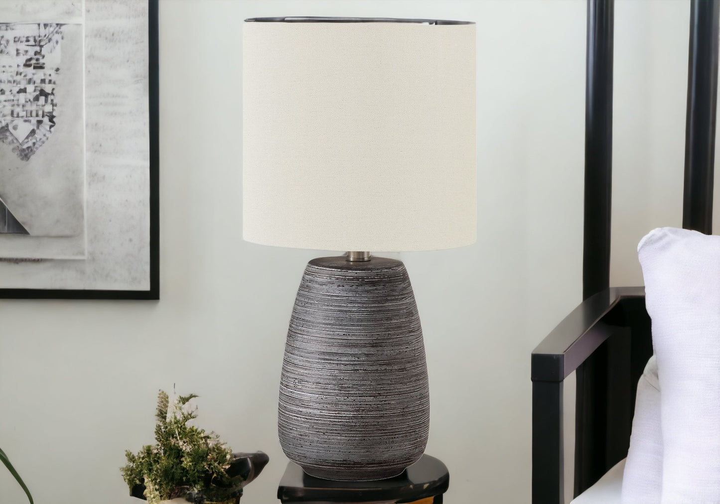 Gray Table Lamp w/ Shade