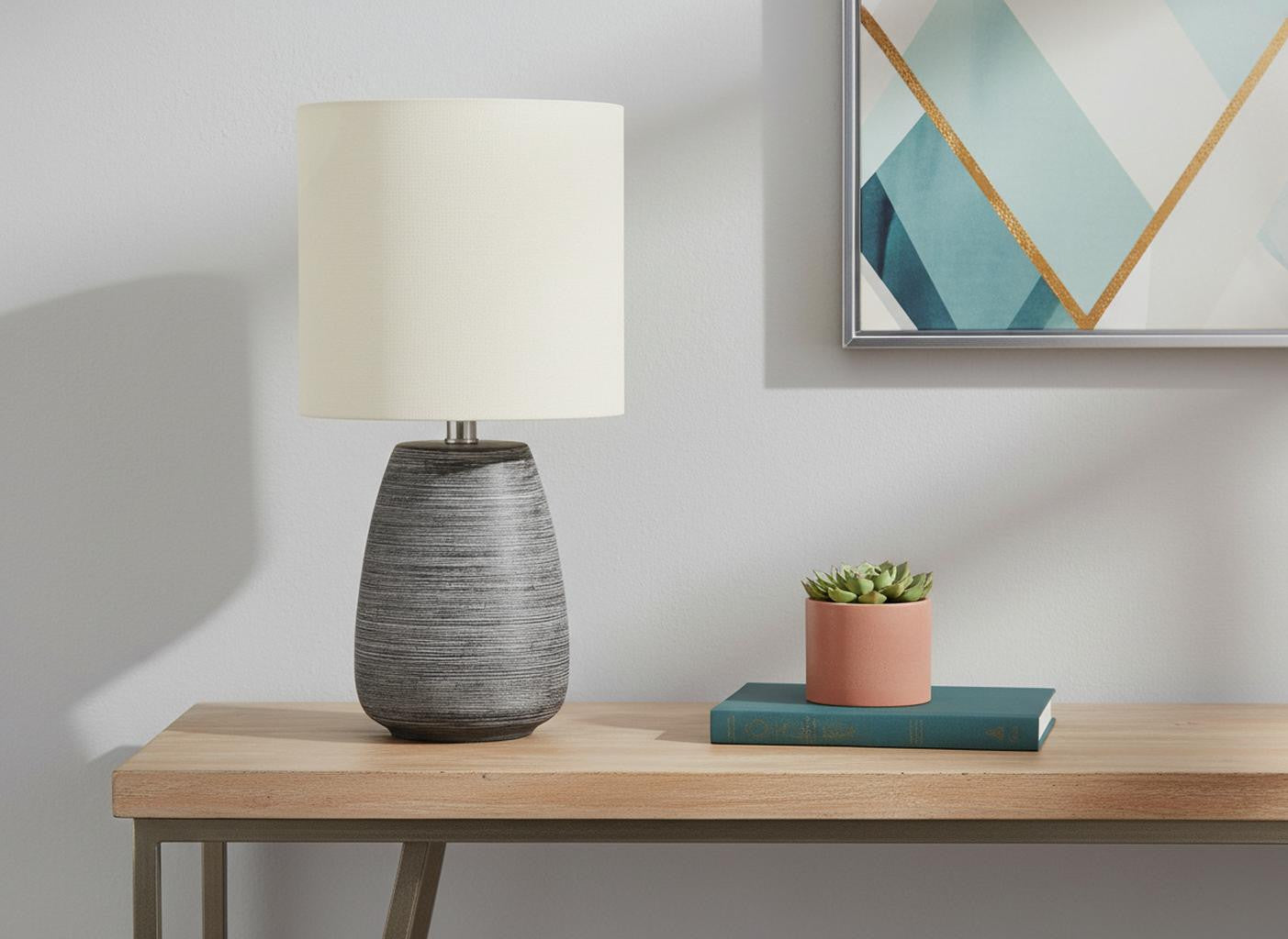 Gray Table Lamp w/ Shade