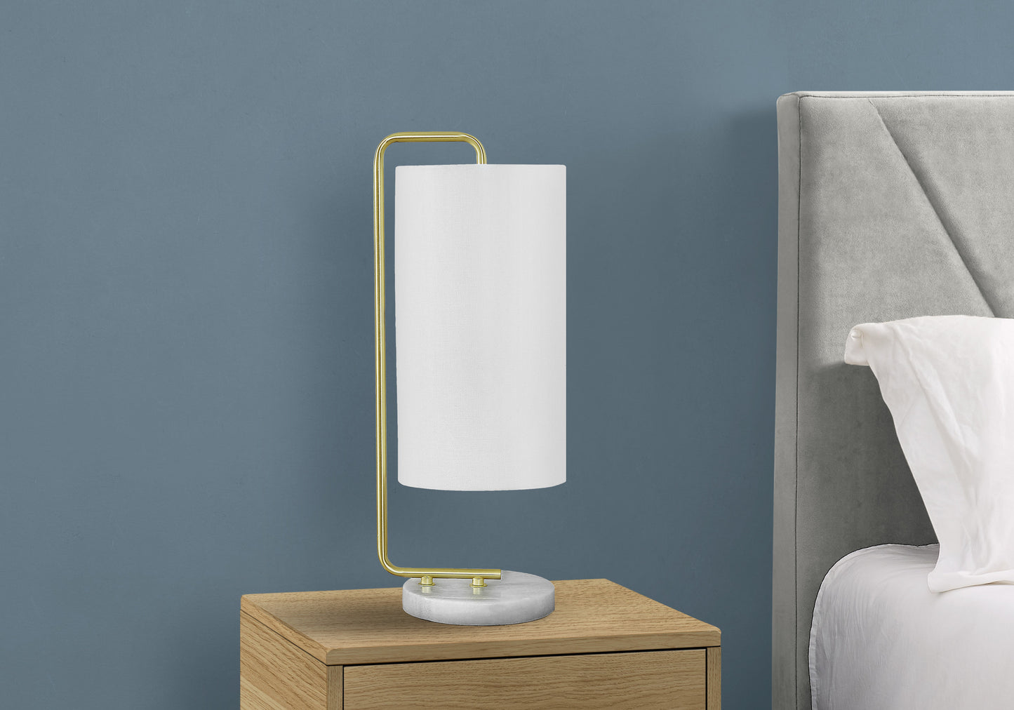 Gold & White Marble Table Lamp w/ Shade