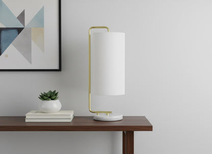 Gold & White Marble Table Lamp w/ Shade