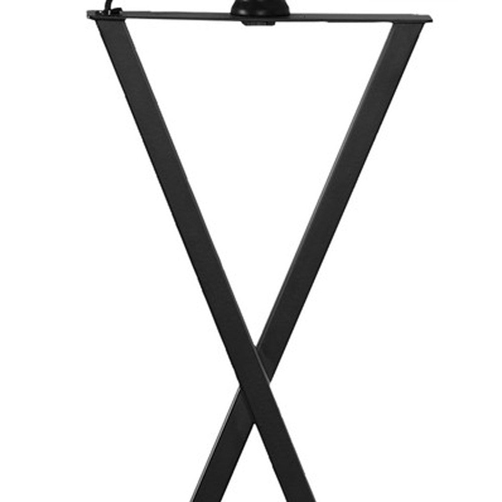 Black Geometric Table Lamp w/ Beige Shade