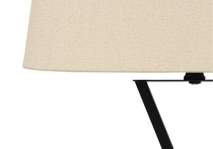 Black Geometric Table Lamp w/ Beige Shade