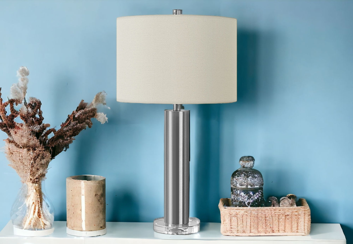 Silver Acrylic Table Lamp w/ Shade