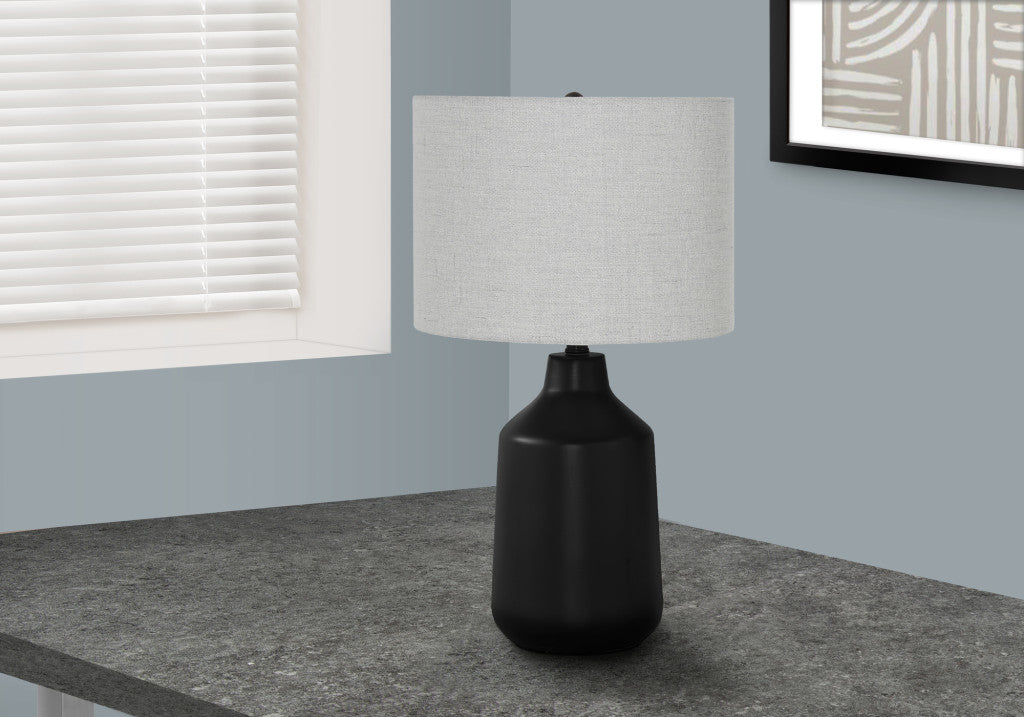 Black Concrete Urn Table Lamp w/ Shade