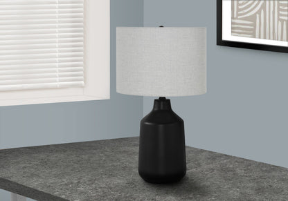 Black Concrete Urn Table Lamp w/ Shade