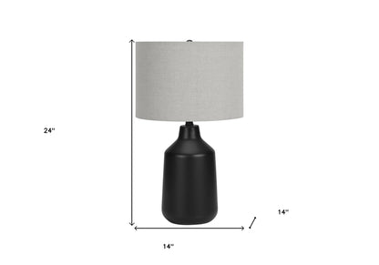 Black Concrete Urn Table Lamp w/ Shade