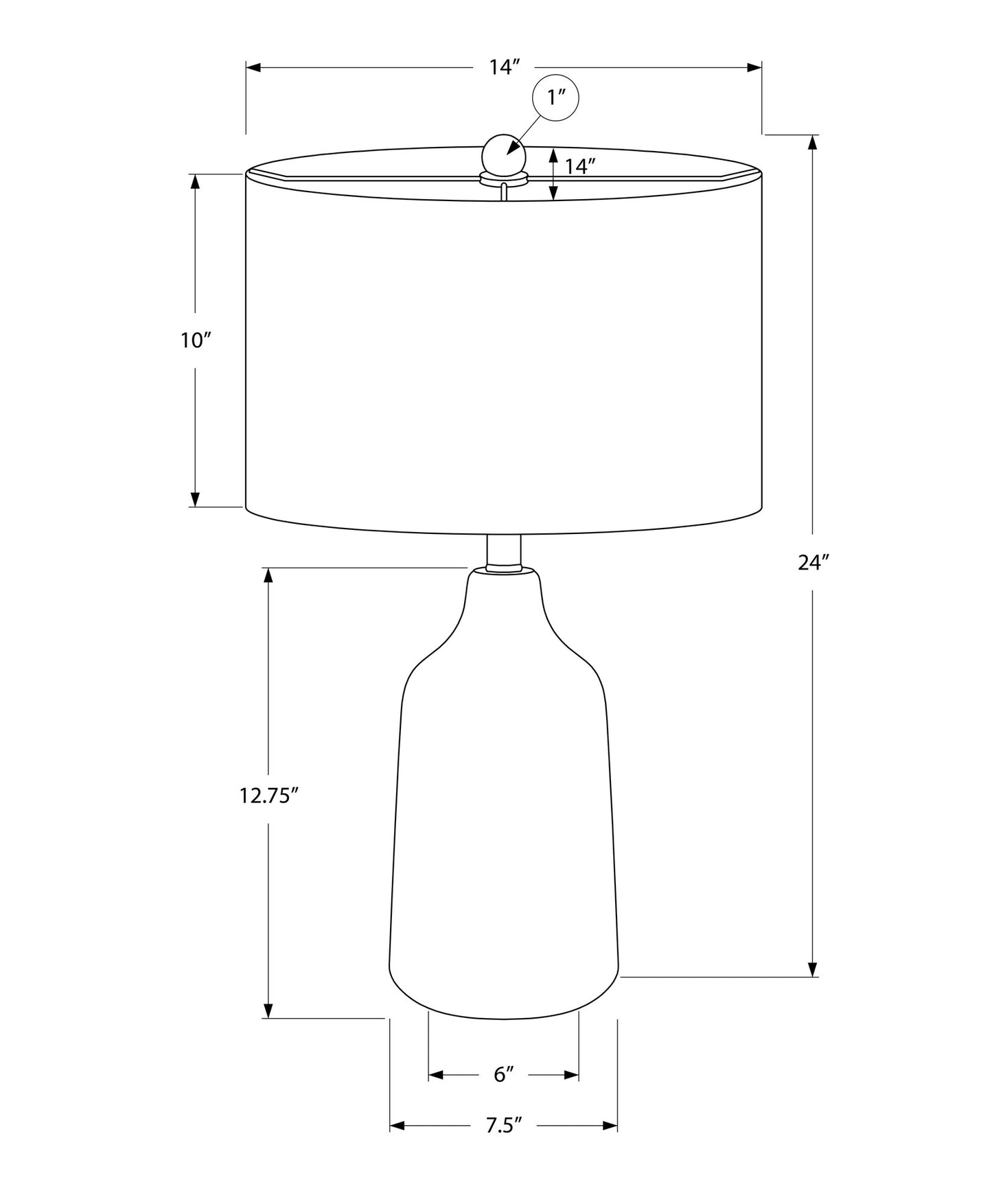 Beige Concrete Urn Table Lamp w/ Shade