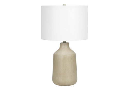 Beige Concrete Urn Table Lamp w/ Shade