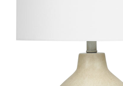 Beige Concrete Urn Table Lamp w/ Shade