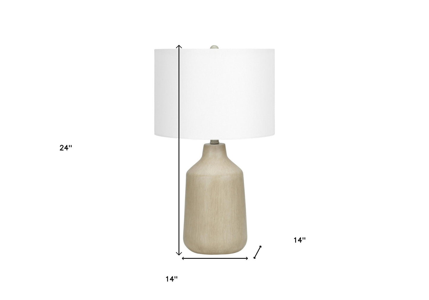 Beige Concrete Urn Table Lamp w/ Shade