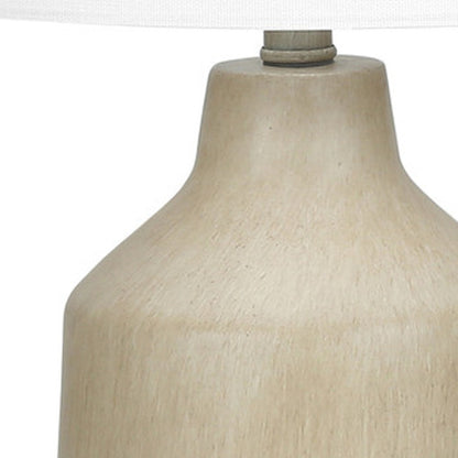 Beige Concrete Urn Table Lamp w/ Shade