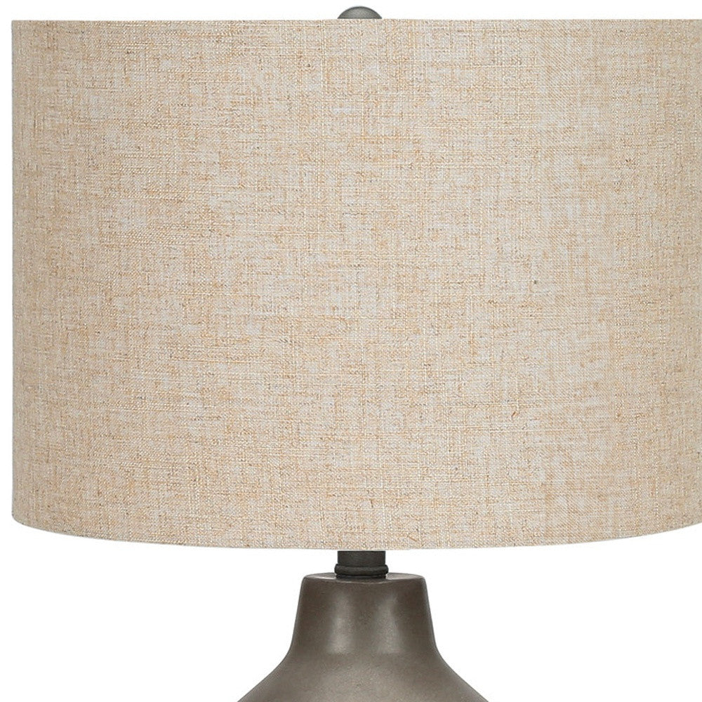 Gray Concrete Urn Table Lamp w/ Shade