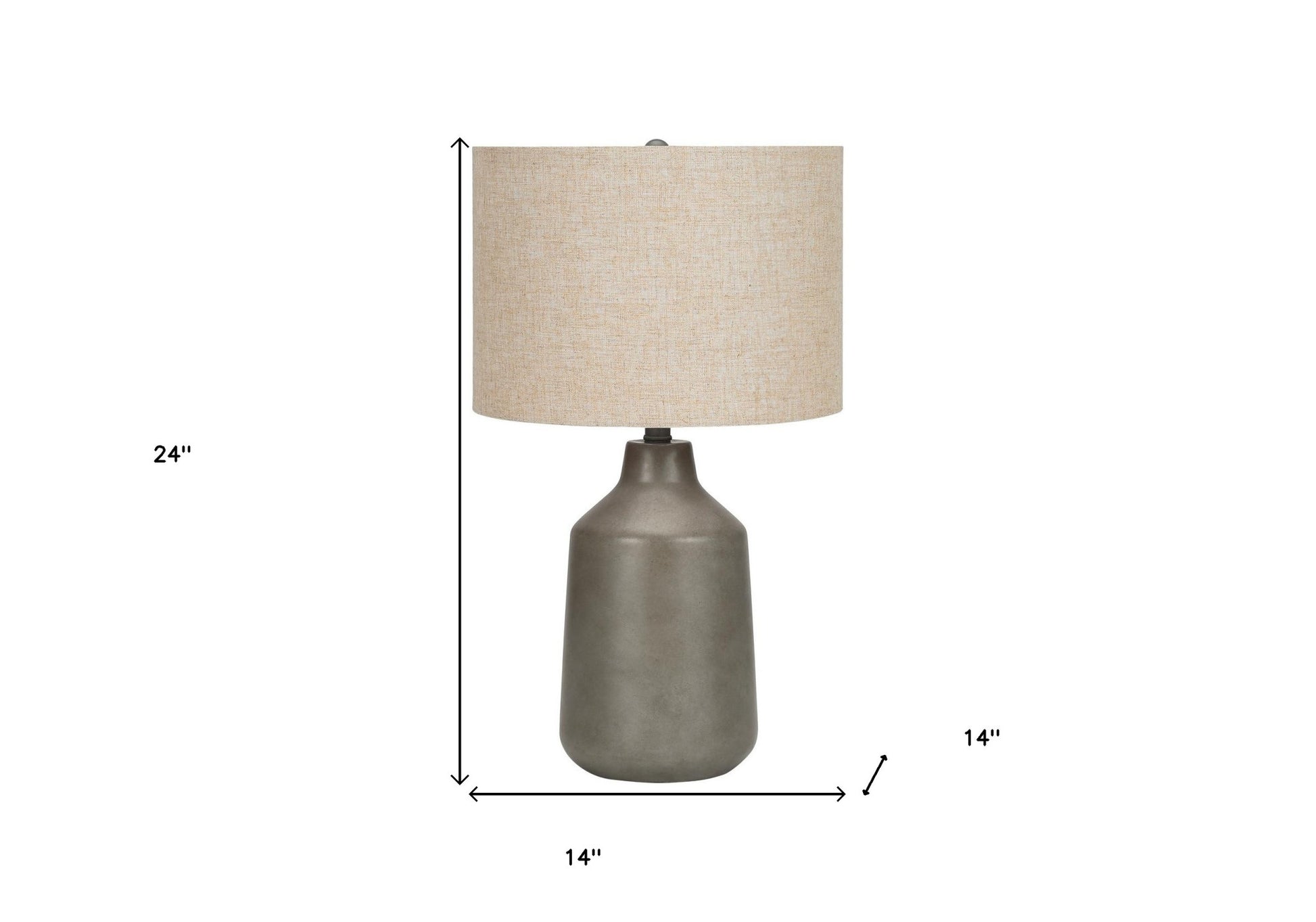 Gray Concrete Urn Table Lamp w/ Shade