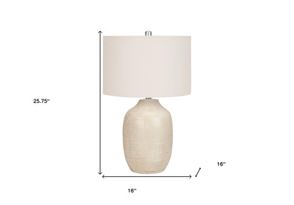 Cream Urn Table Lamp w/ Shade
