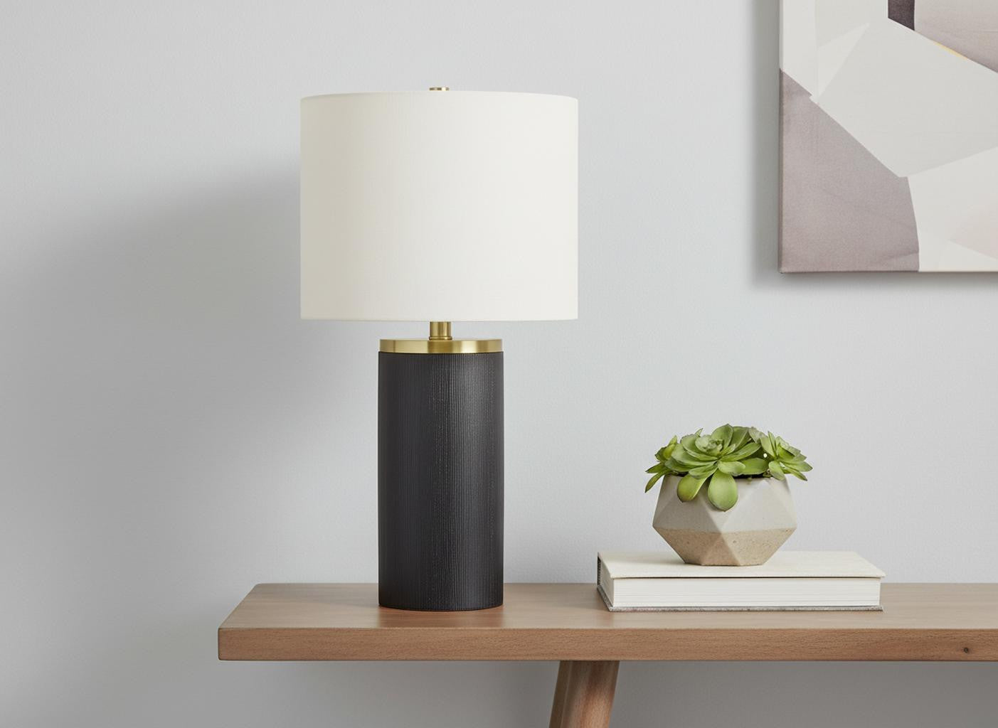 Black & Gold Concrete Table Lamp w/ Shade