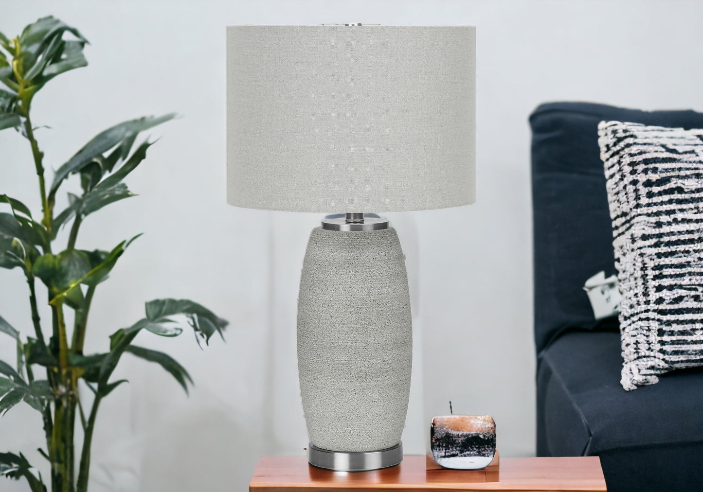 Gray & Silver Table Lamp w/ Shade