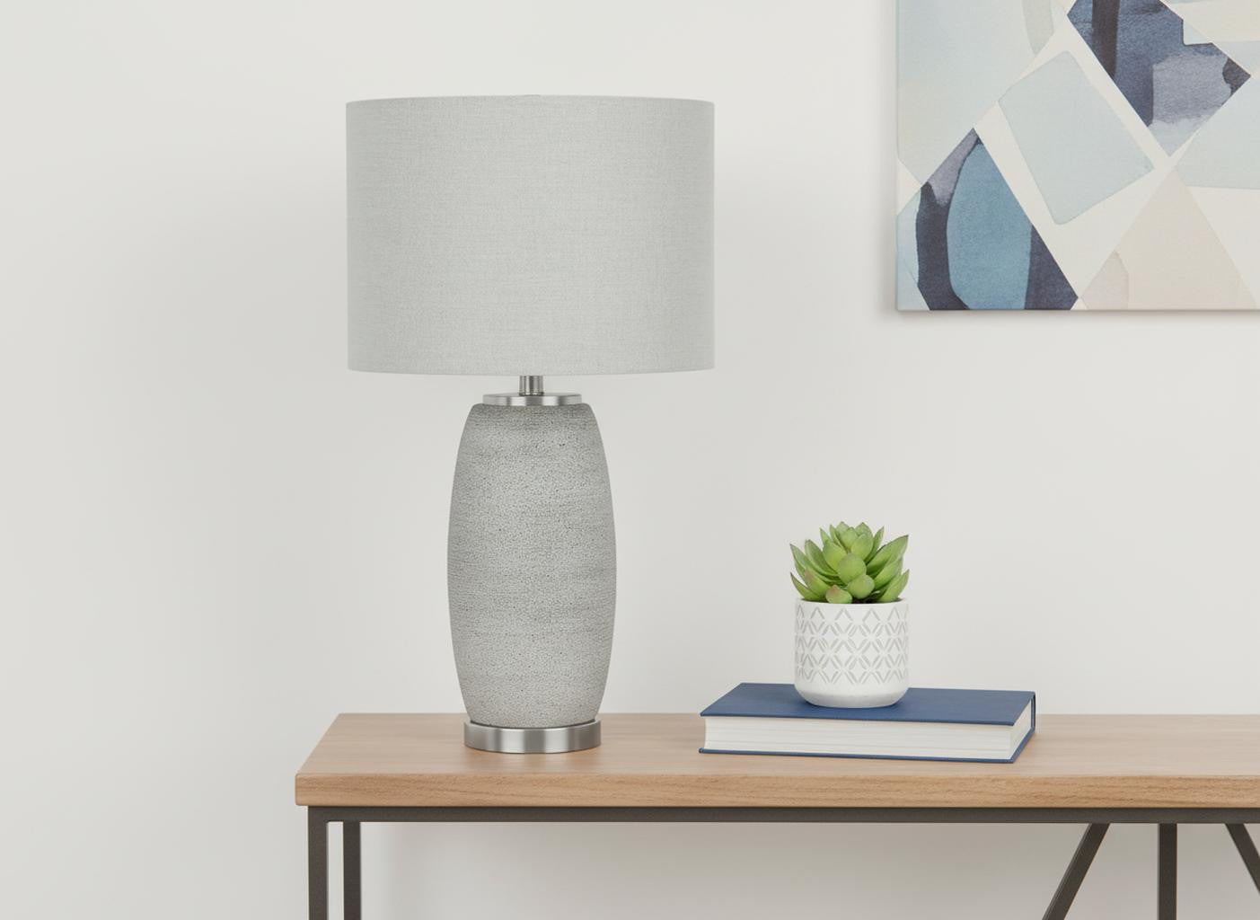 Gray & Silver Table Lamp w/ Shade