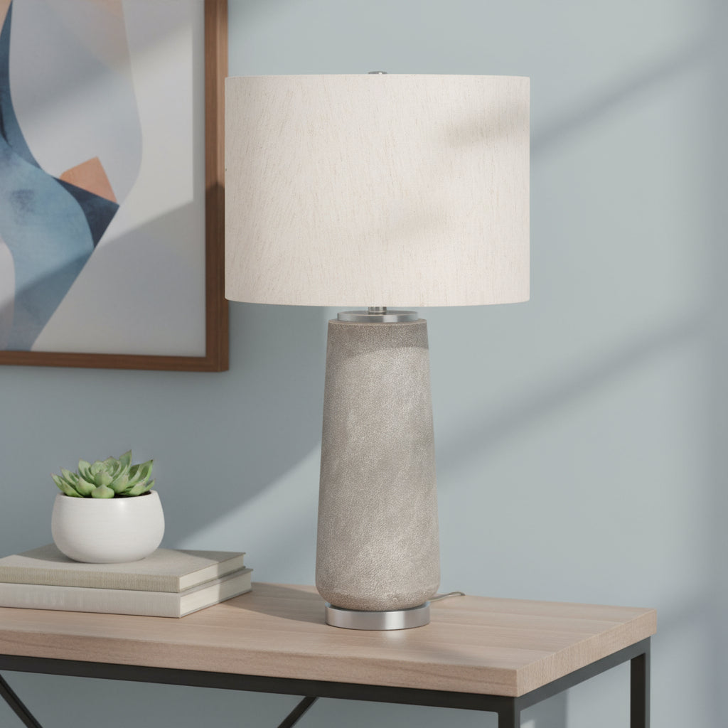 Gray & Silver Table Lamp w/ Shade