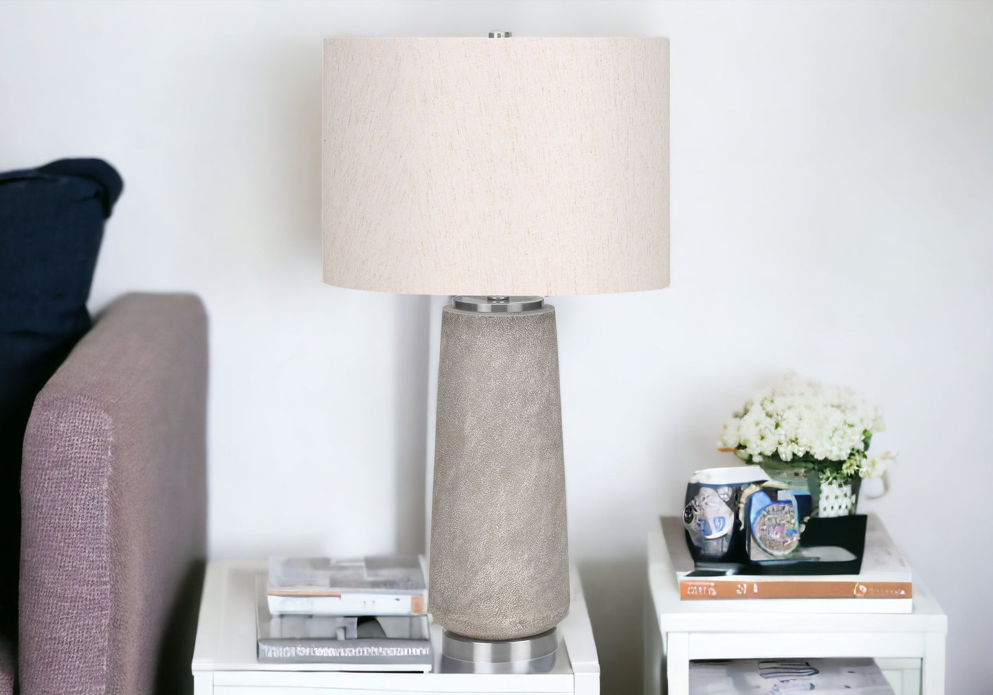 Gray & Silver Table Lamp w/ Shade
