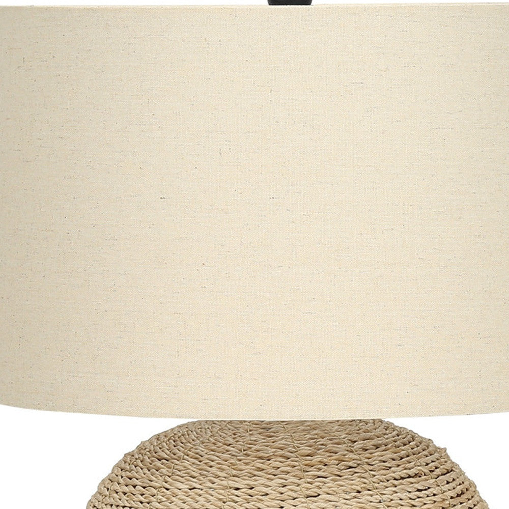 Beige Rattan Table Lamp w/ Shade